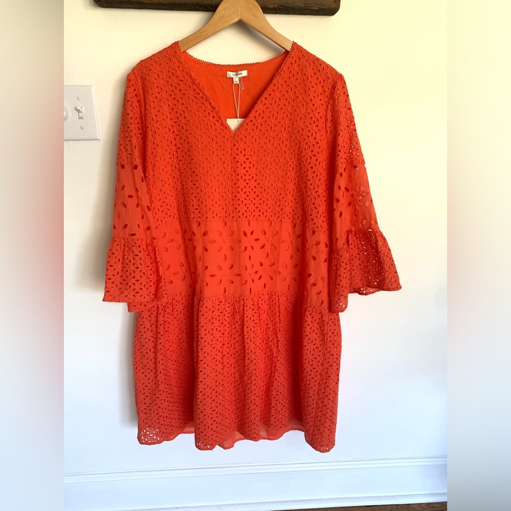 NWT Tyler Boe Ingrid Eyelet Skimmer Orange Dress - Picture 5 of 8